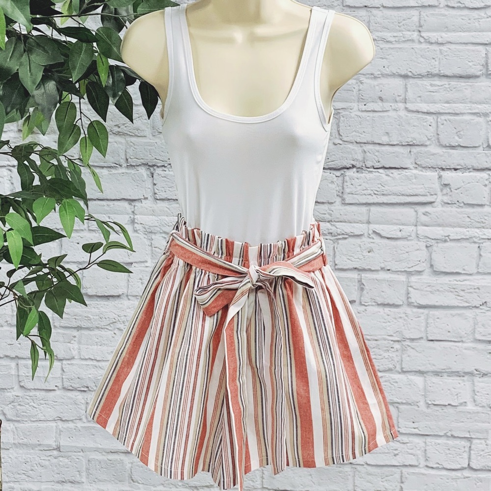 SweatyRocks Paperbag Striped Shorts